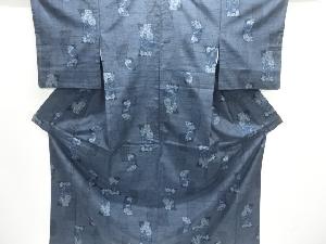 短冊に家屋風景模様織り出し手織り紬着物